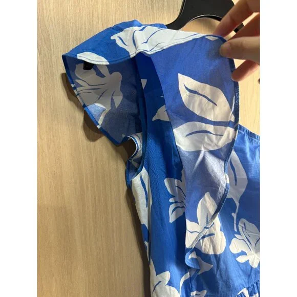 J.Crew Blue & White Floral One-Shoulder Dress Size 2 - Picture 5 of 15